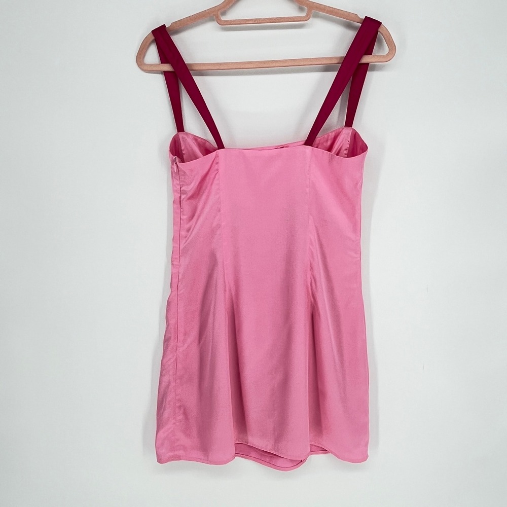 Beginning Boutique Pink Satin Mini Dress Y2K Coquette Barbiecore Bodycon Size 6 - Picture 3 of 9